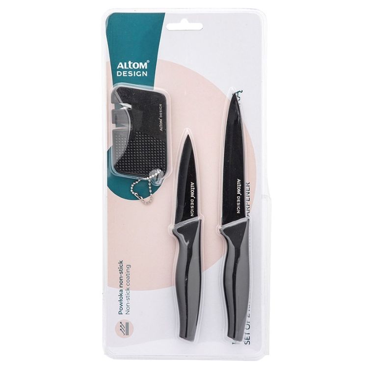 Altom Design, komplet noży kuchennych, powłoka non-stick, czarne, 2 szt.