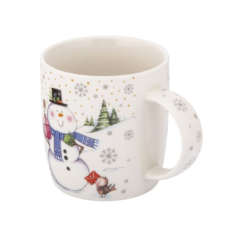 Altom Design, kubek bałwanek nbc, 400 ml, z okularami świątecznymi, w opasce