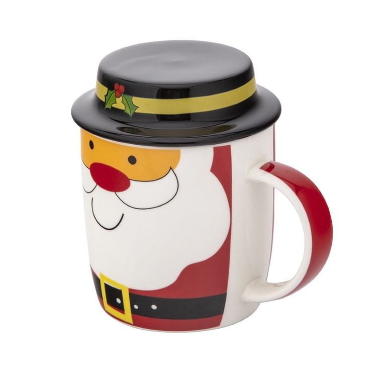 Altom Design, kubek zimowy Mikołaj z pokrywką nbc, 400 ml, w opasce