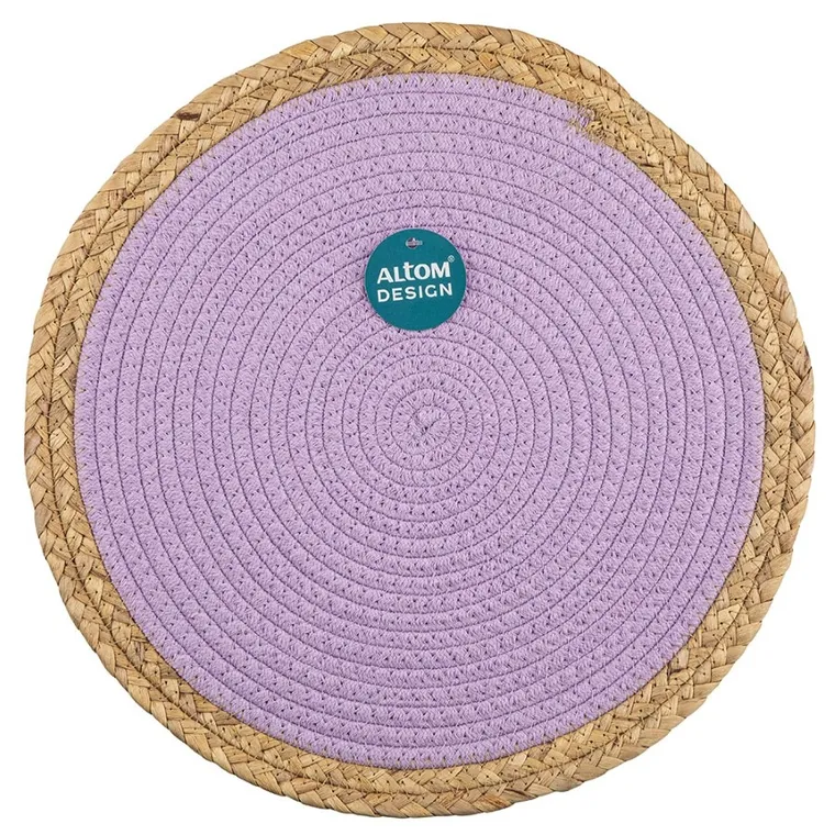 Altom Design, mata okrągła z bawełnianego sznurka, fioletowa, 38 cm