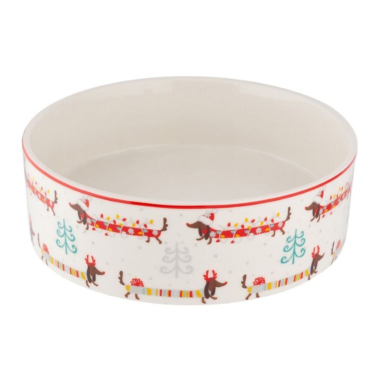 Altom Design, miska dla psa nbc, 15-5 cm, 460 ml, świąteczne jamniki