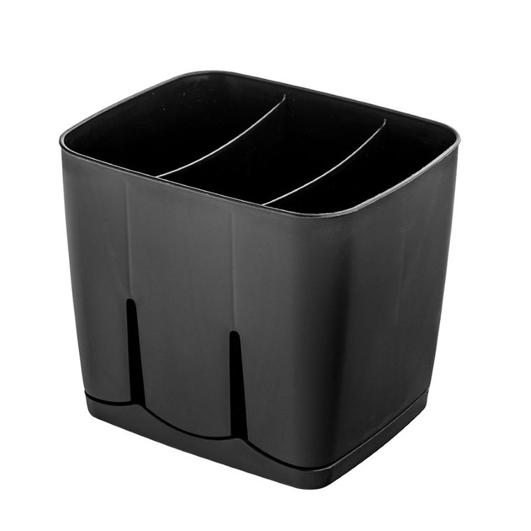 Altom Design, ociekacz do sztućców z podstawką, 3-komorowy, czarny