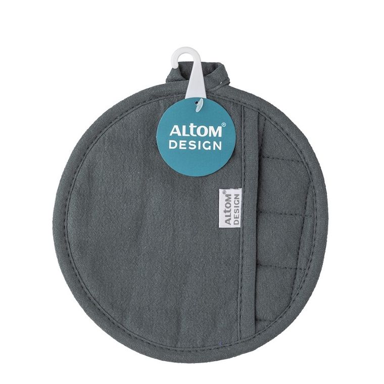 Altom Design, okrągła łapka z kieszonką, średnica 18 cm, 100% bawełna, grafit