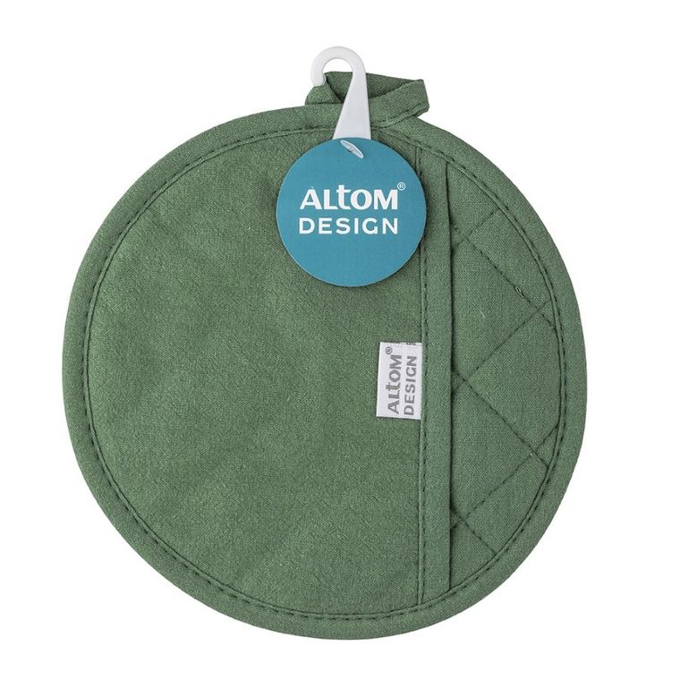 Altom Design, okrągła łapka z kieszonką, średnica 18 cm, 100% bawełna, zieleń