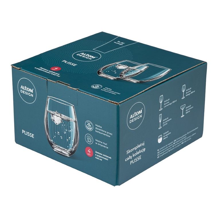 Altom Design, Plisse, komplet szklanek, 440 ml, 4 szt.