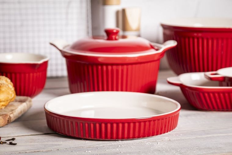 Altom Design, Red Chilli, naczynie ceramiczne do tarty, 24-3,5 cm, 800 ml