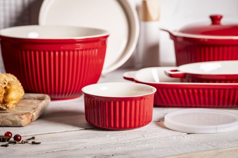 Altom Design, Red Chilli, ramekin ceramiczny z pokrywką, 12,5-6 cm, 370 ml