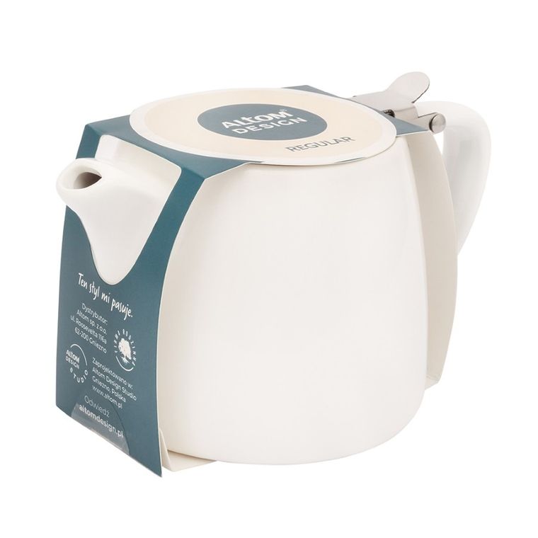 Altom Design, Regular, czajnik z zaparzaczem, porcelana kremowa w opasce new, 580 ml