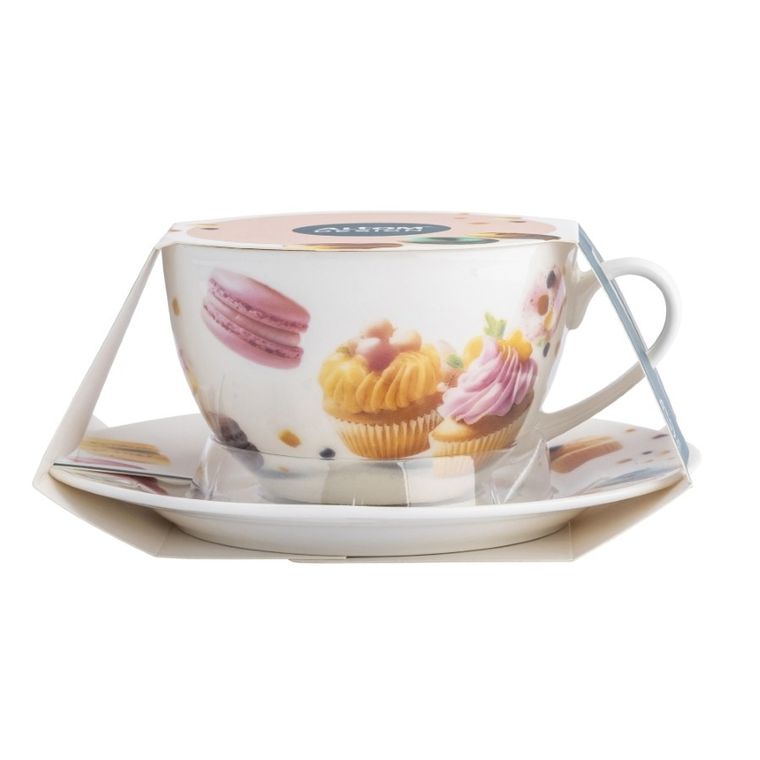 Altom Design, słodkości, filiżanka nbc ze spodkiem, 260 ml 15 cm, w opasce