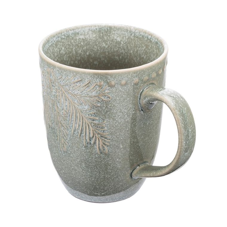 Altom Design, Sosnowy las, kubek ceramiczny baryłka, szałwiowy, 420 ml
