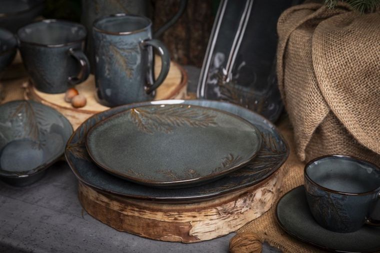 Altom Design, Sosnowy las, talerz ceramiczny, płytki, 21 cm