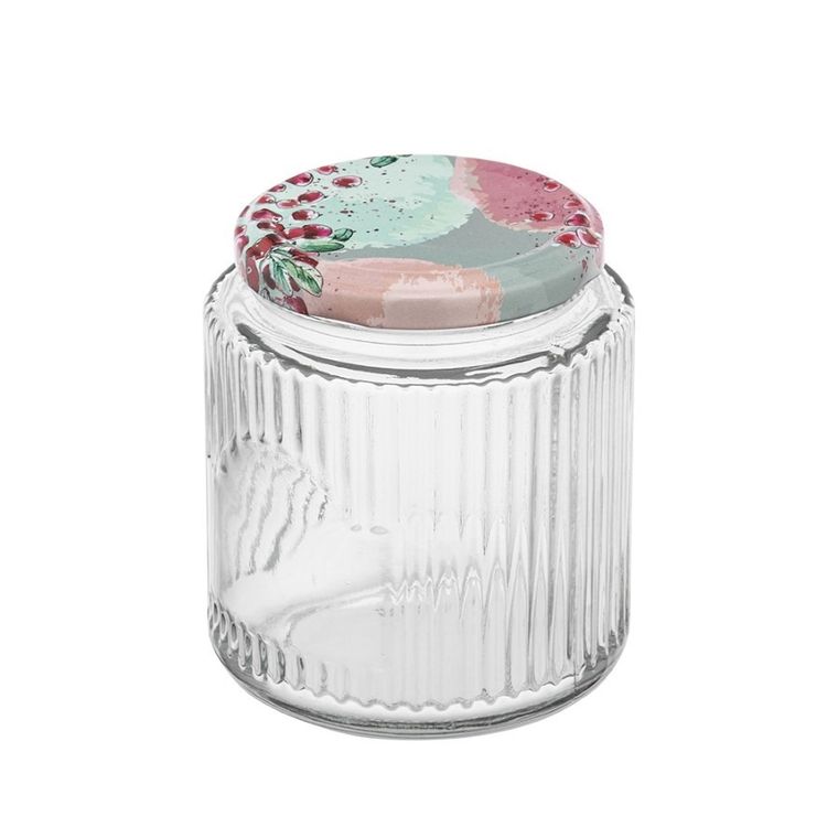 Altom Design, Spiżarnia pani domu, komplet 4 słoików, 350 ml, ryflowanych z 4 etykietami samoprzylepnymi