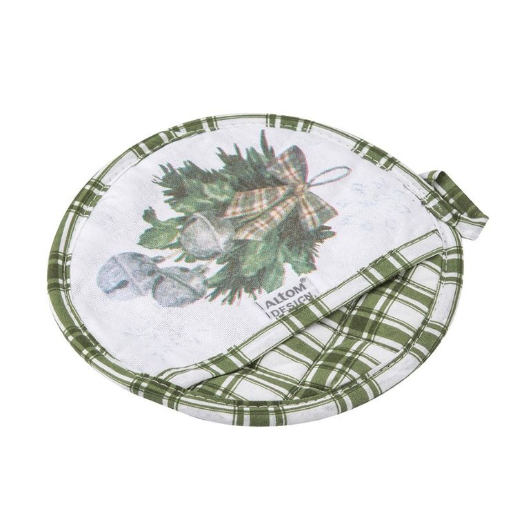 Altom Design, świąteczne drzewko, łapka kuchenna, średnica 18 cm, 100% bawełna, wianek dzwoneczki