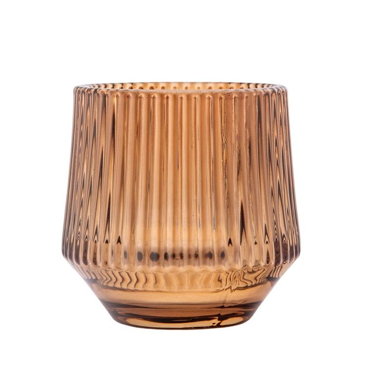 Altom Design, świecznik szklany, prążkowany, 7-7-8 cm