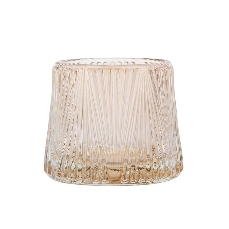 Altom Design, świecznik szklany prążkowany, 7.5-7.5-7 cm