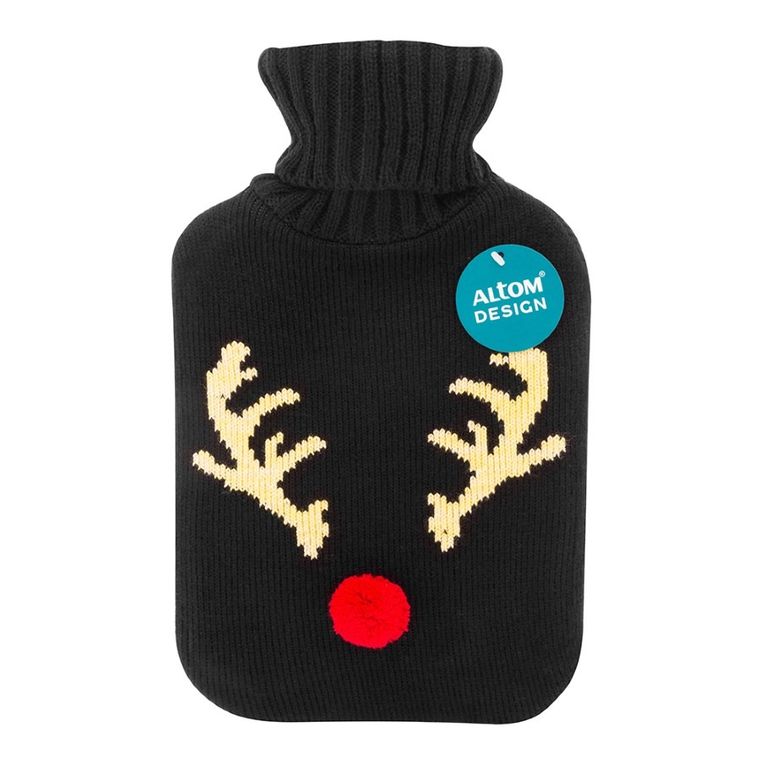 Altom Design, termofor w sweterku, 1.8l, renifer, czarny