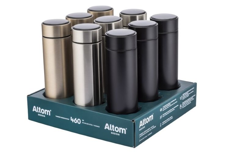 Altom Design, termos nierdzewny z sitkiem i wyświetlaczem LED, 460 ml, 1 szt.