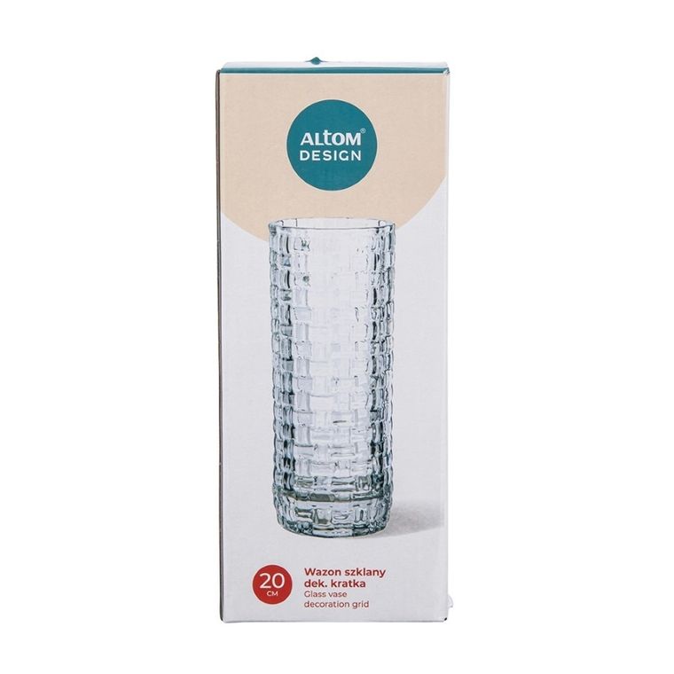 Altom Design, wazon szklany, 20 cm, kratka