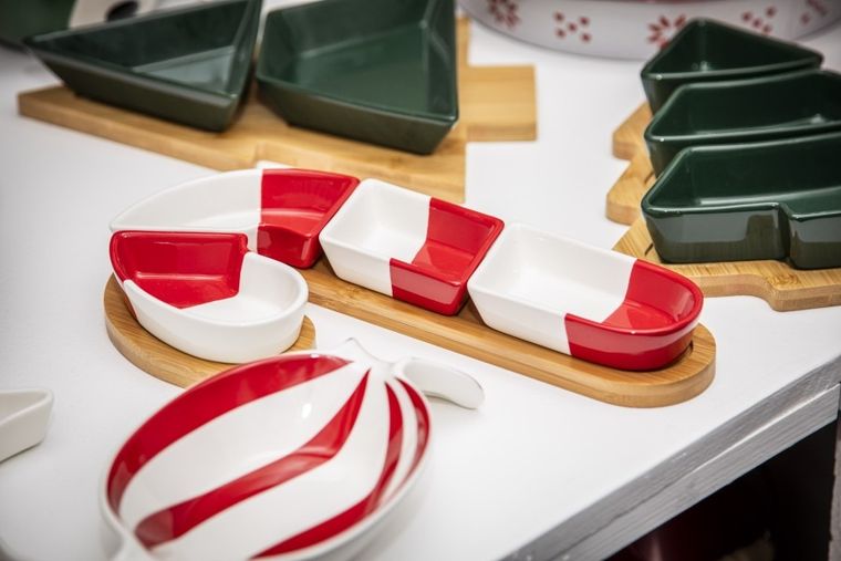 Altom Design, zestaw naczyń na podstawie bambusowej nbc, 30-16.5-3.5 cm, cukrowa laseczka, color box