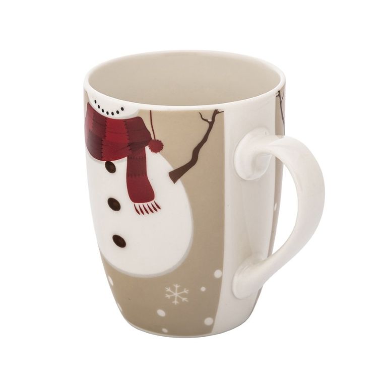 Altom Design, zimowy kubek baryłka nbc, 340 ml, z maskotką, bałwanek, w opasce