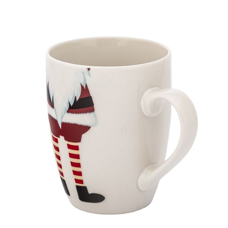 Altom Design, zimowy kubek baryłka nbc, 340 ml, z maskotką, Mikołaj, w opasce