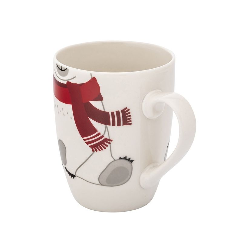 Altom Design, zimowy kubek baryłka nbc, 340 ml, z maskotką, miś, w opasce
