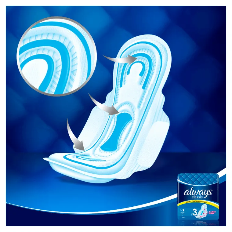 Always, Classic Night, podpaski ze skrzydełkami, 8 szt.