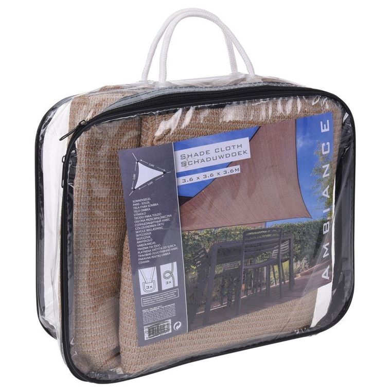 Ambiance, przeciwsłoneczny żagiel ogrodowy + linki, 3,6m, słomiany
