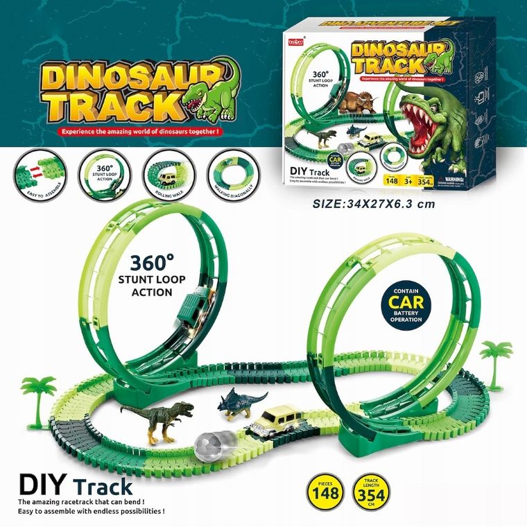 Anek dla Dzieci, dino tor wyścigowy z figurkami, 148 elementów