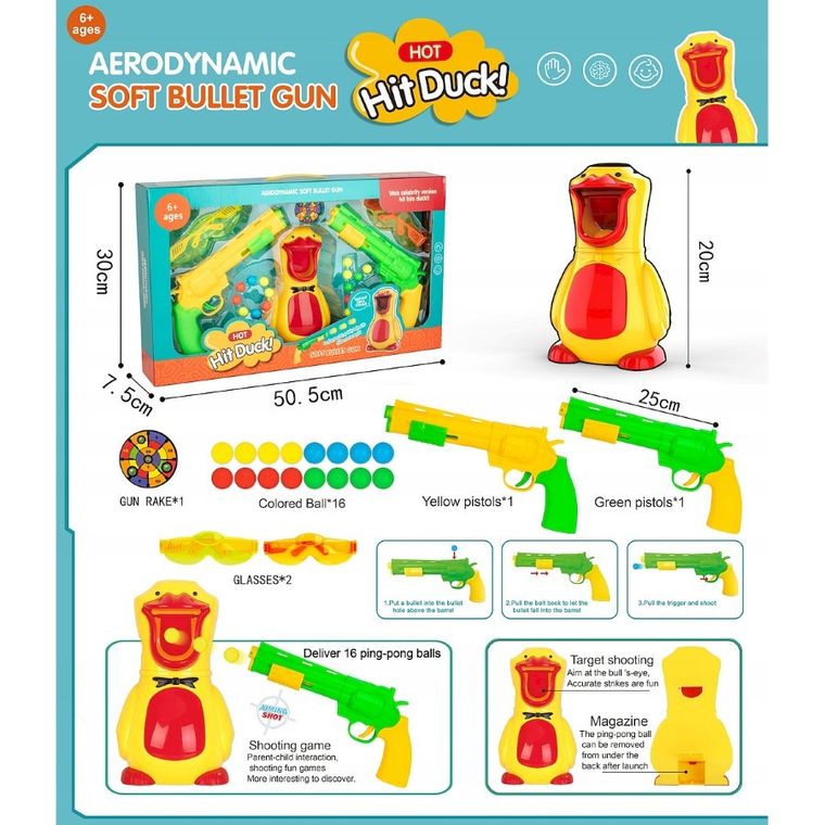 Anek dla Dzieci, kaczka, strzelanie do celu, wyrzutnia z kulkami