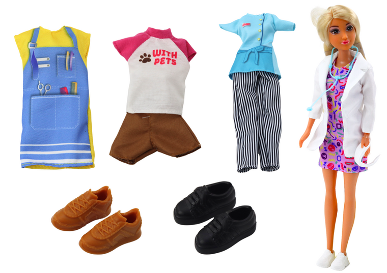 Anlily, lalka pracująca w 4 zawodach, zestaw z akcesoriami