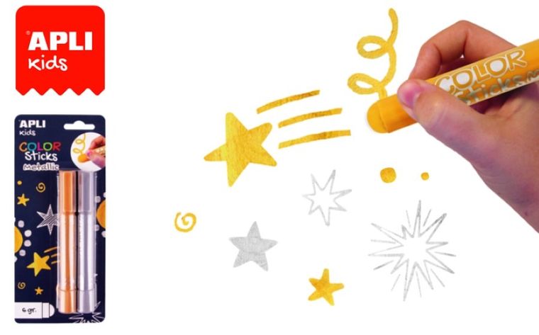Apli Kids, farby w kredce, metaliczne, 2 kolory