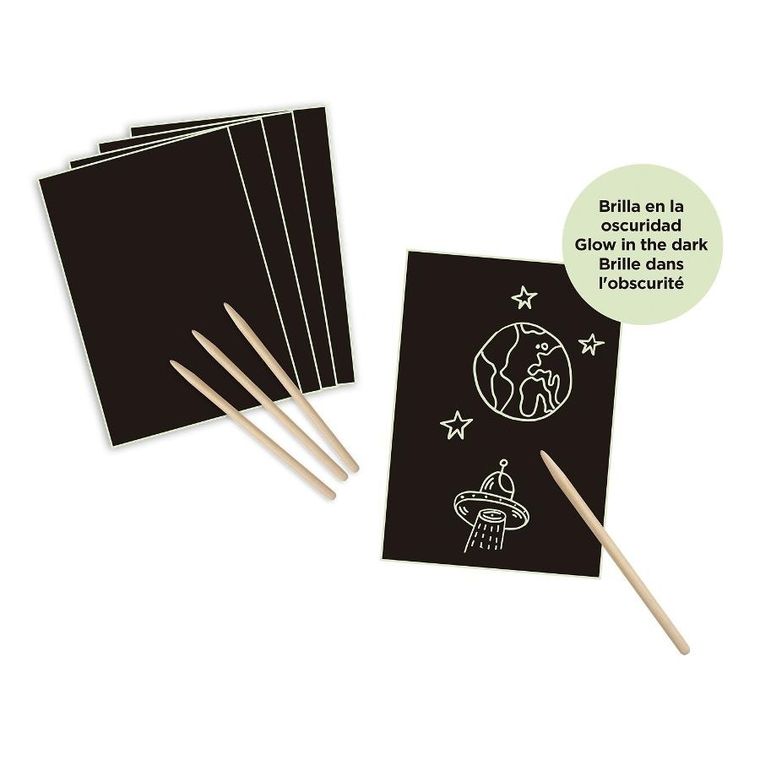 Apli Kids, Magic Scratch, zestaw wydrapywanek świecących w ciemności, A4