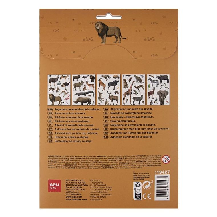 Apli Kids, naklejki wielokrotnego użytku, sawanna