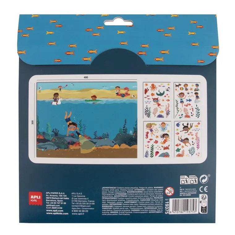 Apli Kids, naklejki wielokrotnego użytku z planszą, Ocean