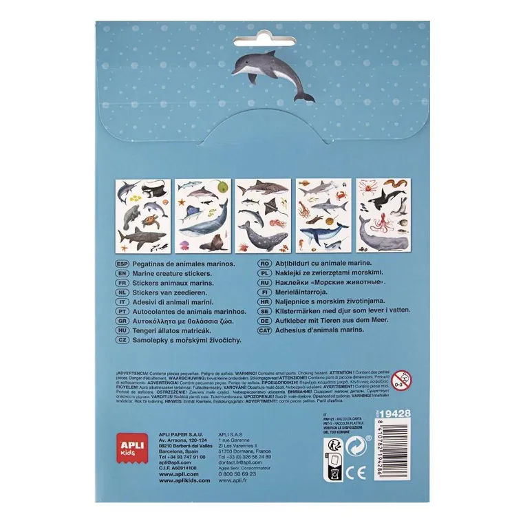 Apli Kids, Naklejki wielokrotnego użytku, zwierzęta morskie