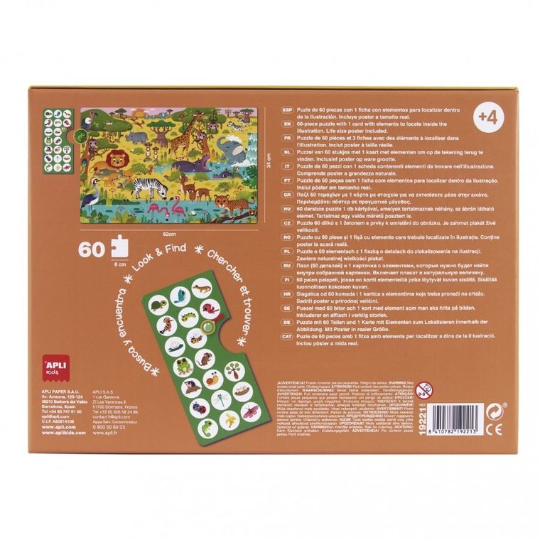 Apli Kids, W dżungli, puzzle obserwacyjne, 60 elementów