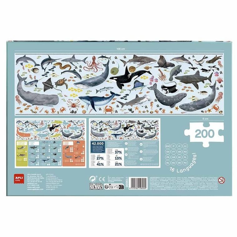 Apli Kids, Zagrożone zwierzęta, Ocean, puzzle edukacyjne, 200 elementów