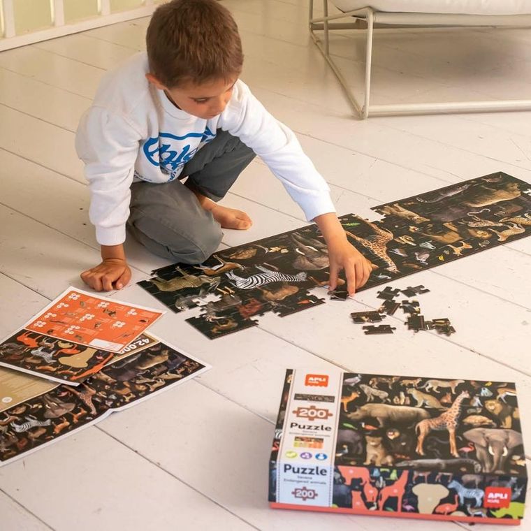 Apli Kids, Zagrożone zwierzęta, Sawanna, puzzle edukacyjne 200 elementów