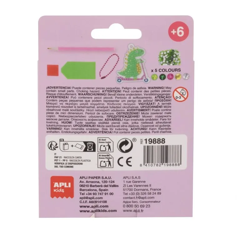 Apli Kids, zestaw do robienia diamentowych breloczków, Dinozaur