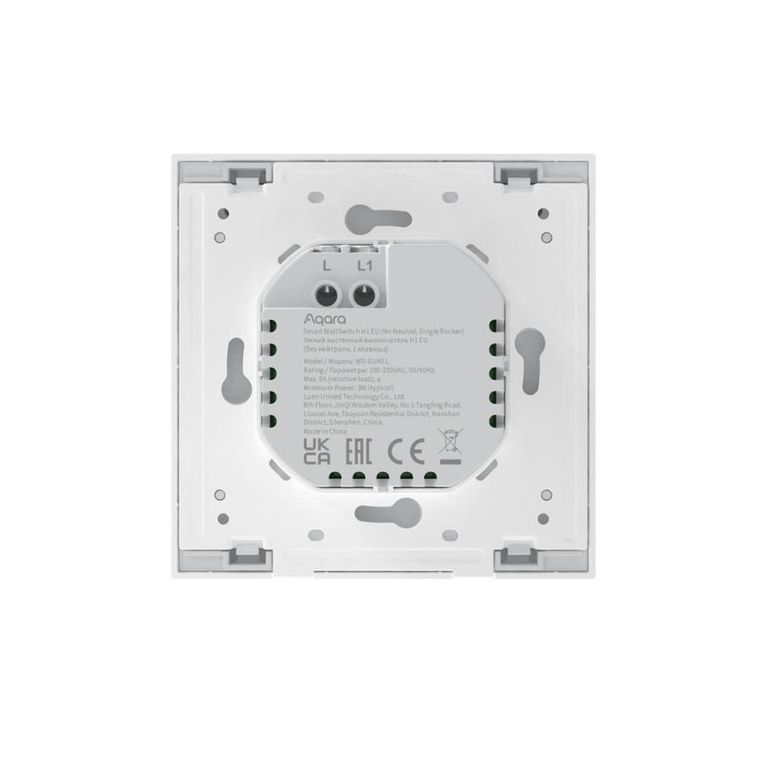 Aqara, Wall Single Switch H1, przełącznik, bez neutral, Zigbee 3.0, EU, WS-EUK01
