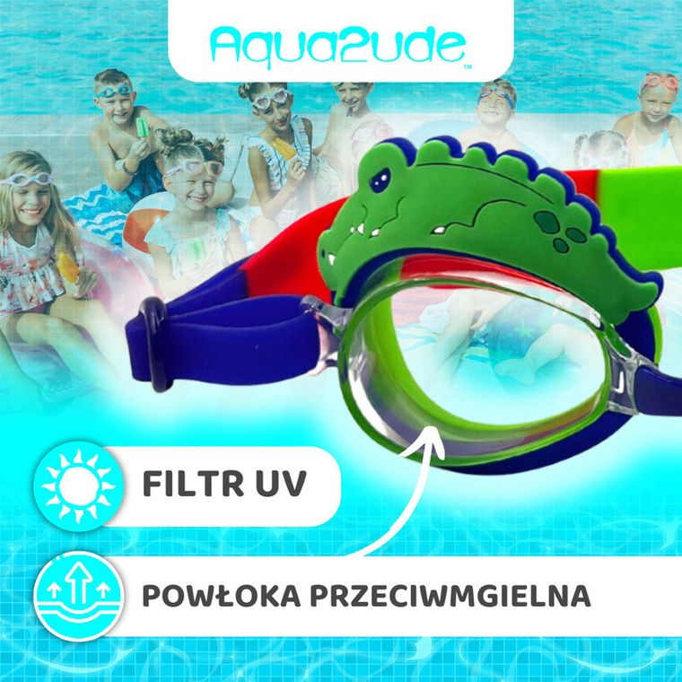 Aqua2ude, okulary do pływania dla dzieci, Aligator