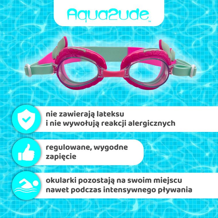 Aqua2ude, okulary do pływania dla dzieci, Syrena turkusowe
