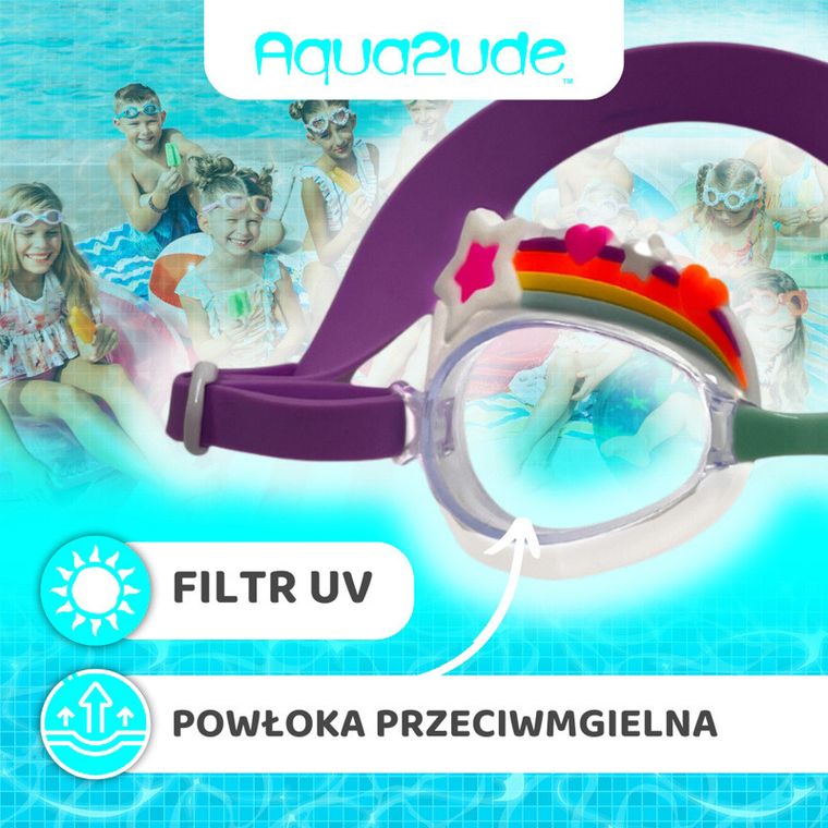 Aqua2ude, okulary do pływania dla dzieci, Tęcza z gwiazdkami