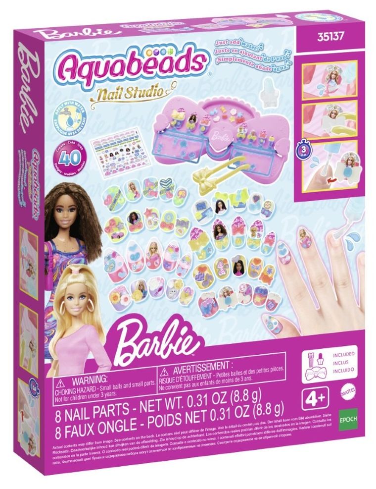 Aquabeads, Barbie, Nail Studio, zestaw kreatywny do stylizacji paznokci, 35137