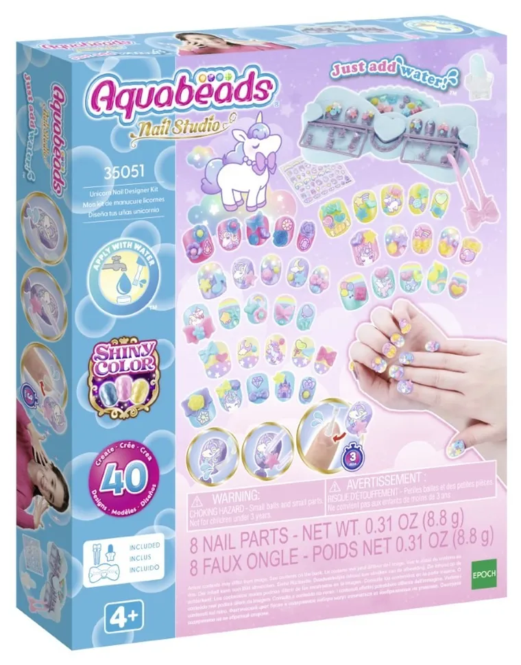 Aquabeads, Jednorożce, Nail Studio, zestaw kreatywny do stylizacji paznokci, 35051