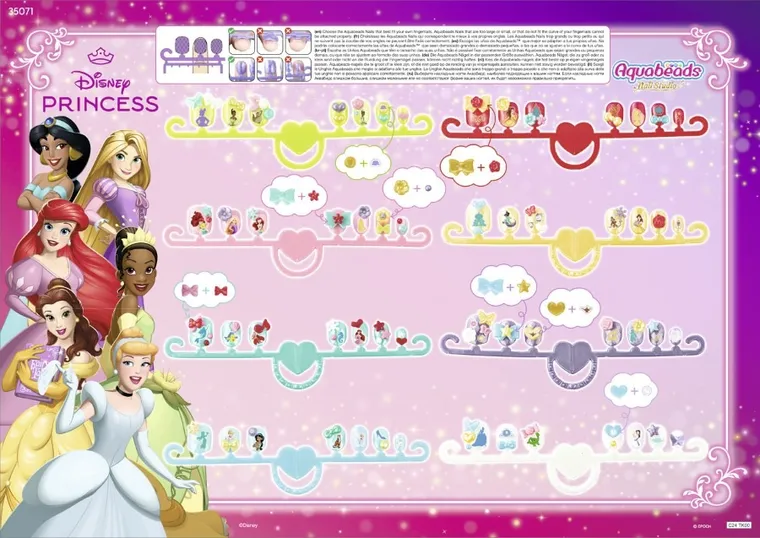 Aquabeads, Księżniczki Disneya, Nail Studio, zestaw kreatywny do stylizacji paznokci, 35071