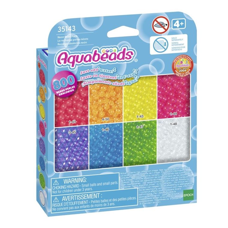 Aquabeads, neonowe koraliki wodne, zestaw uzupełniający, 800 elementów, 35143