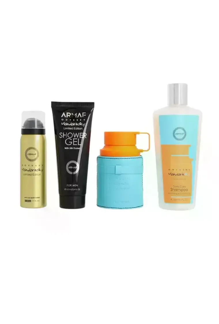 Armaf, zestaw: Odyssey Mandarine Sky, woda perfumowana, 100 ml + Perfume Body Spray, dezodorant, spray do ciała, 50 ml + żel pod prysznic, 100 ml + szampon do włosów, 100 ml