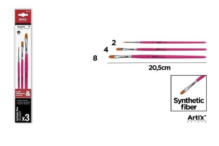 Artix, pędzle syntetyczne, płaskie, 3 szt.